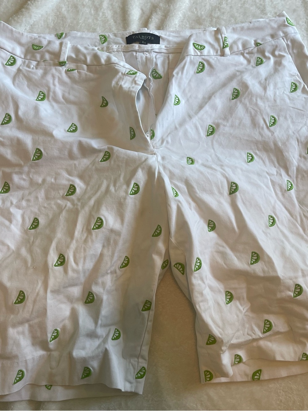 Talbots White Shorts with Lime Slice Print